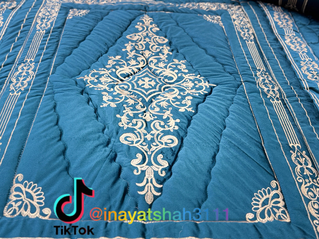 Luxury 9-Piece Embroidered Razai Set – Premium Leather Cloth