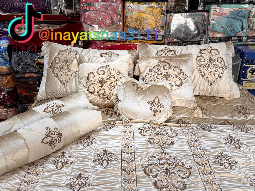 Luxury 9-Piece Embroidered Razai Set – Premium Leather Cloth