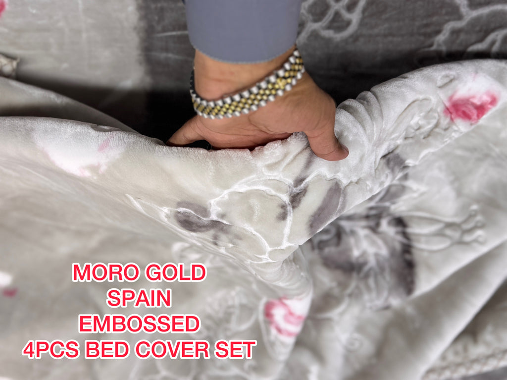Moro Gold Spain Embossed 4-Piece Bed Cover Set |