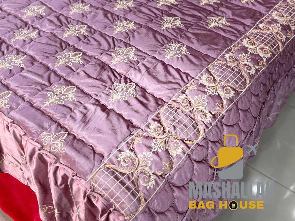 Luxury 9-Piece Embroidered Razai Set – Premium Leather Cloth