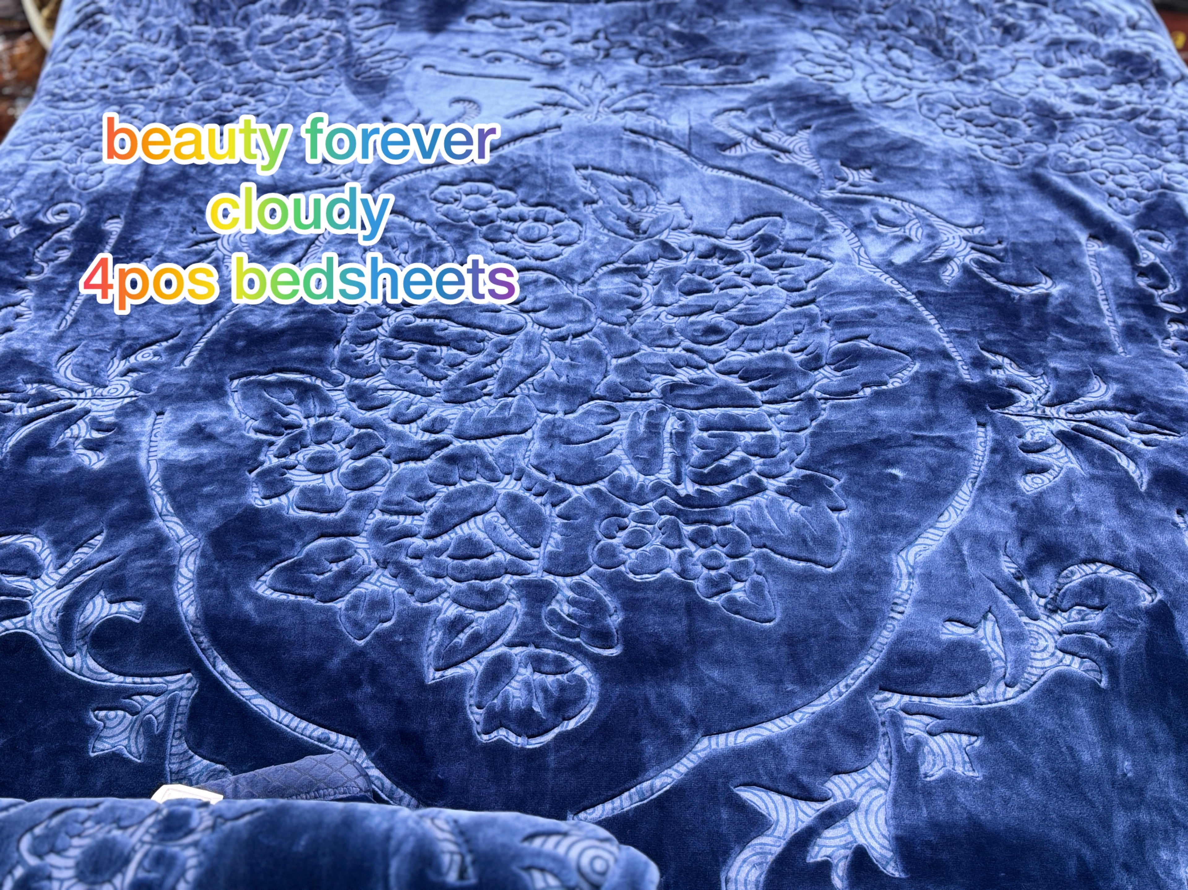 Beauty Forever Cloudy 4-Piece Bedsheet Set – Embossed Blanket & Bedspread