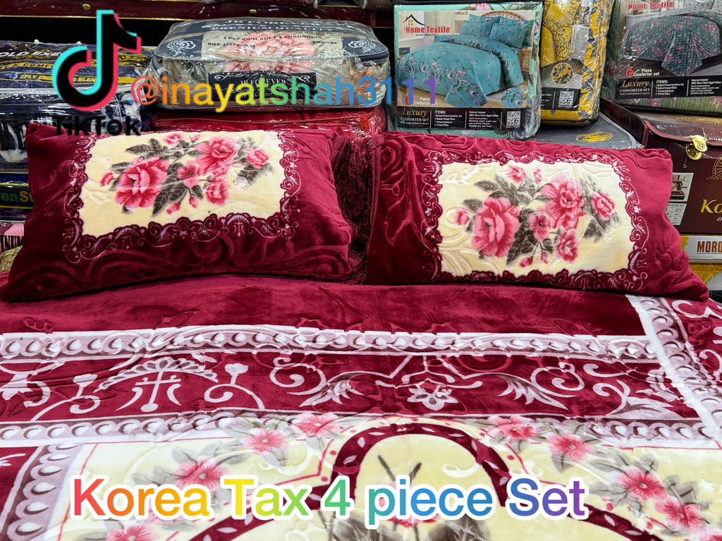 Korea Tax 4-Piece Embossed Bedding Set | Mashallah Kambal House