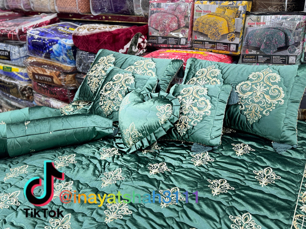 Luxury 9-Piece Embroidered Razai Set – Premium Leather Cloth