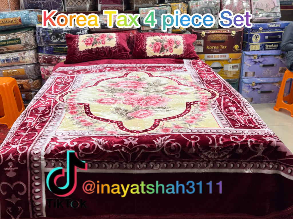 Korea Tax 4-Piece Embossed Bedding Set | Mashallah Kambal House