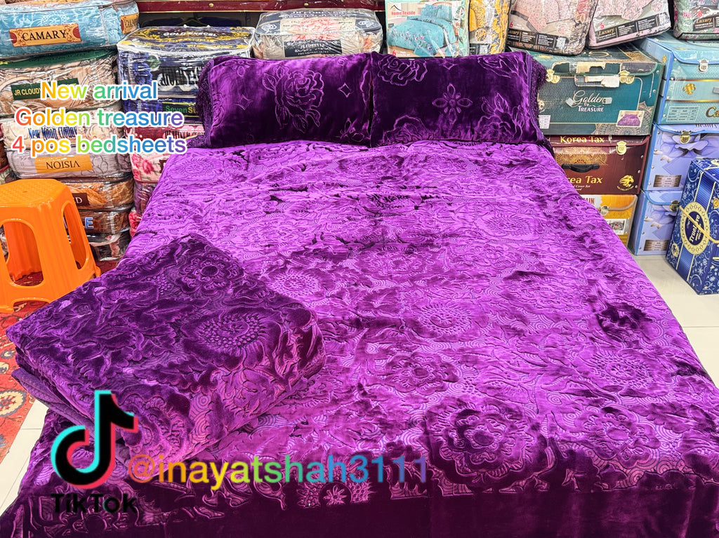 Golden Treasure 4-Piece Embossed Bedding Set – New Arrival |