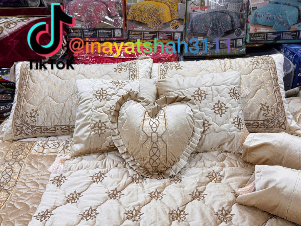 Luxury 9-Piece Embroidered Razai Set – Premium Leather Cloth