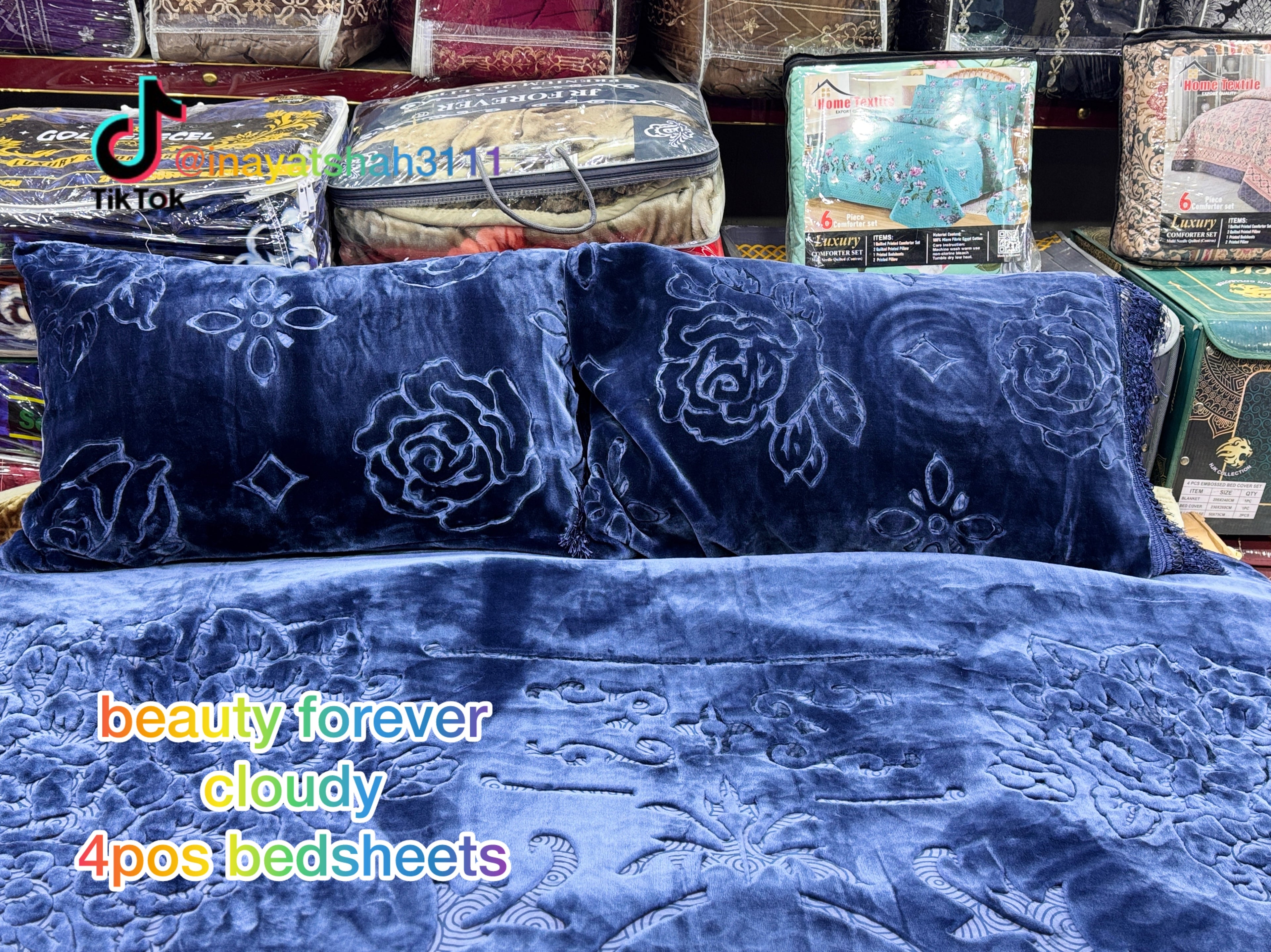 Beauty Forever Cloudy 4-Piece Bedsheet Set – Embossed Blanket & Bedspread