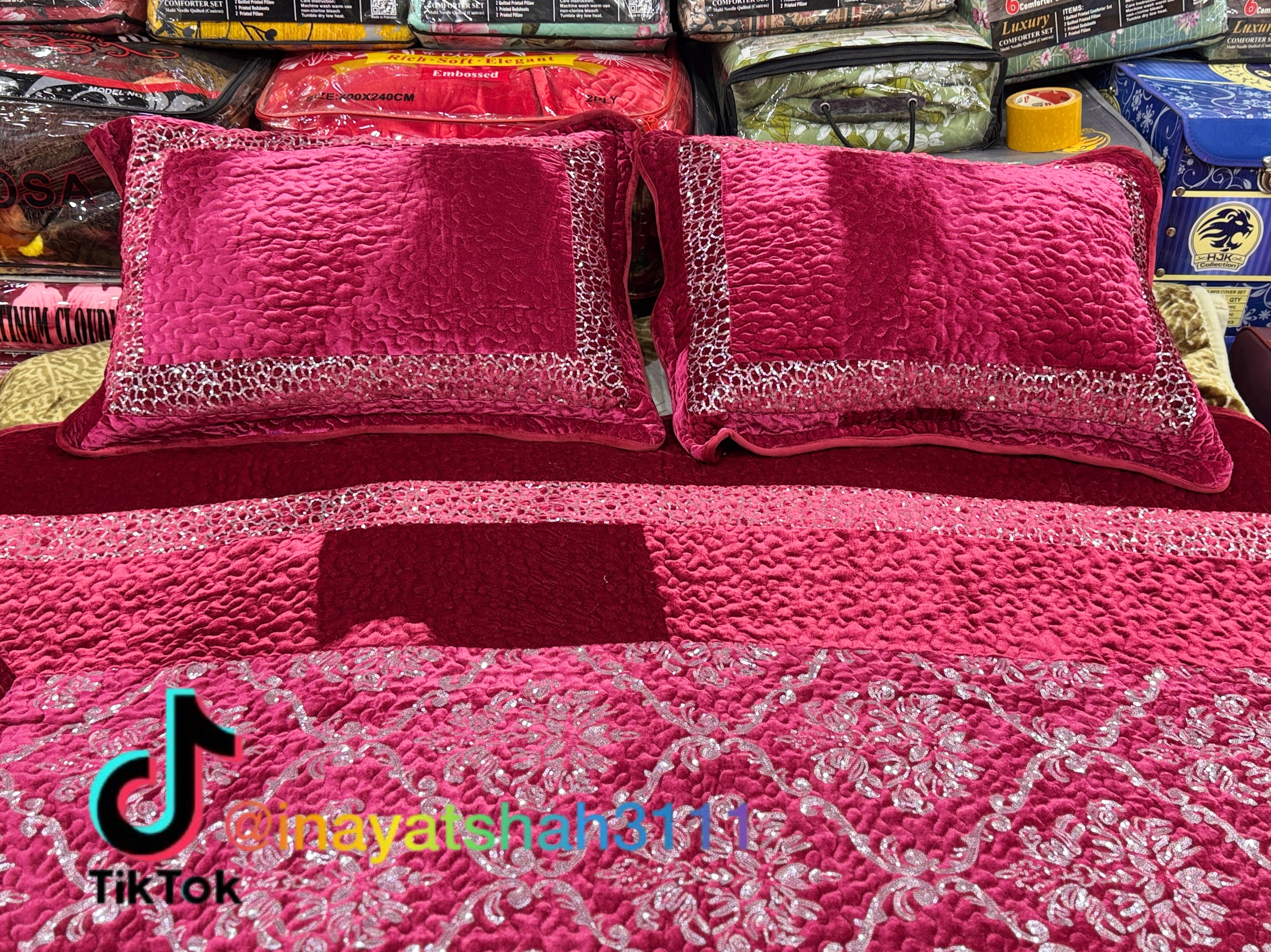 Premium Leather Cloth Bedsheet – Shining Sitara Design