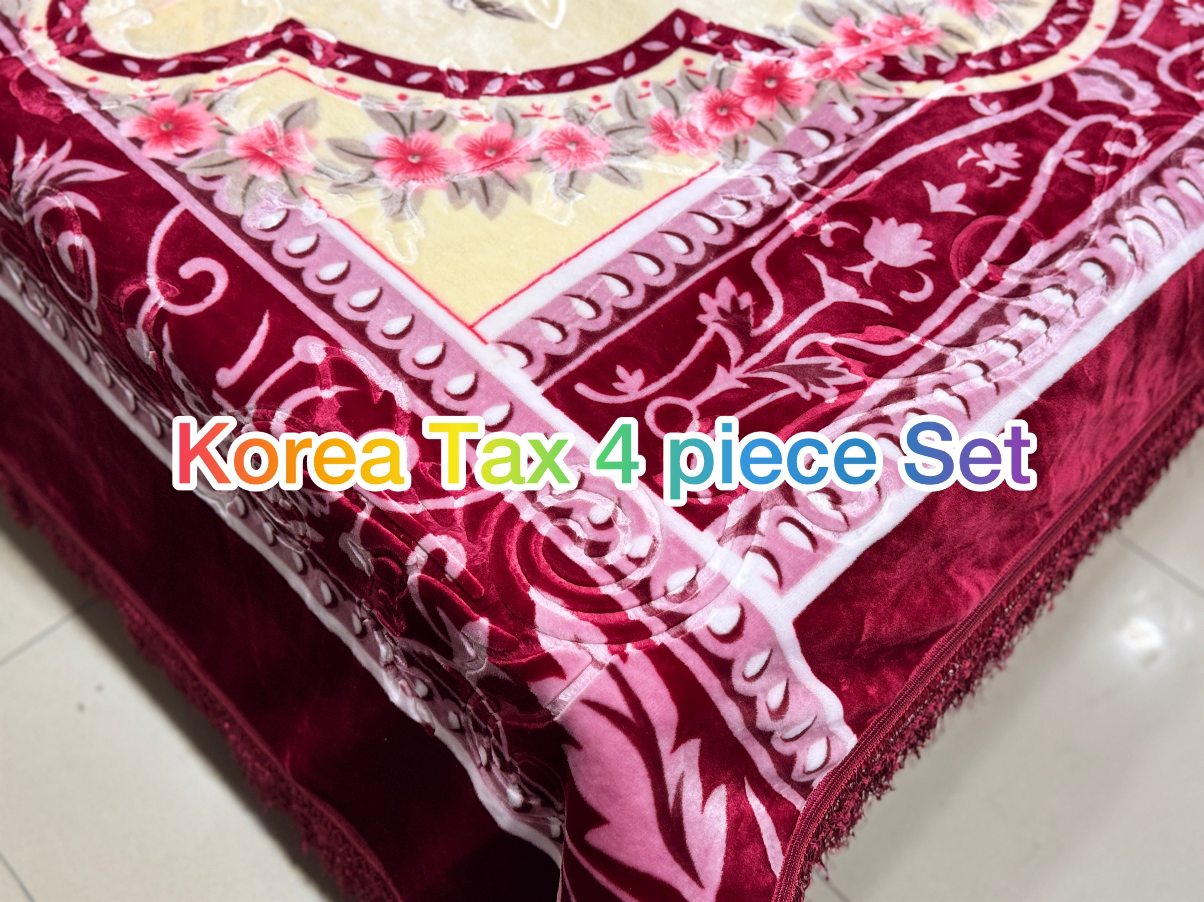 Korea Tax 4-Piece Embossed Bedding Set | Mashallah Kambal House