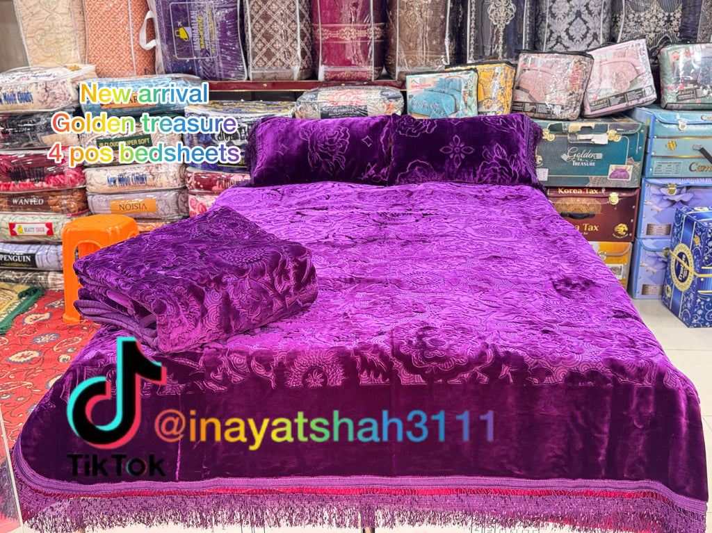 Golden Treasure 4-Piece Embossed Bedding Set – New Arrival |