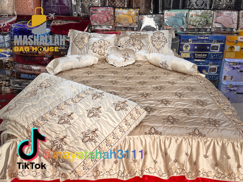 Luxury 9-Piece Embroidered Razai Set – Premium Leather Cloth