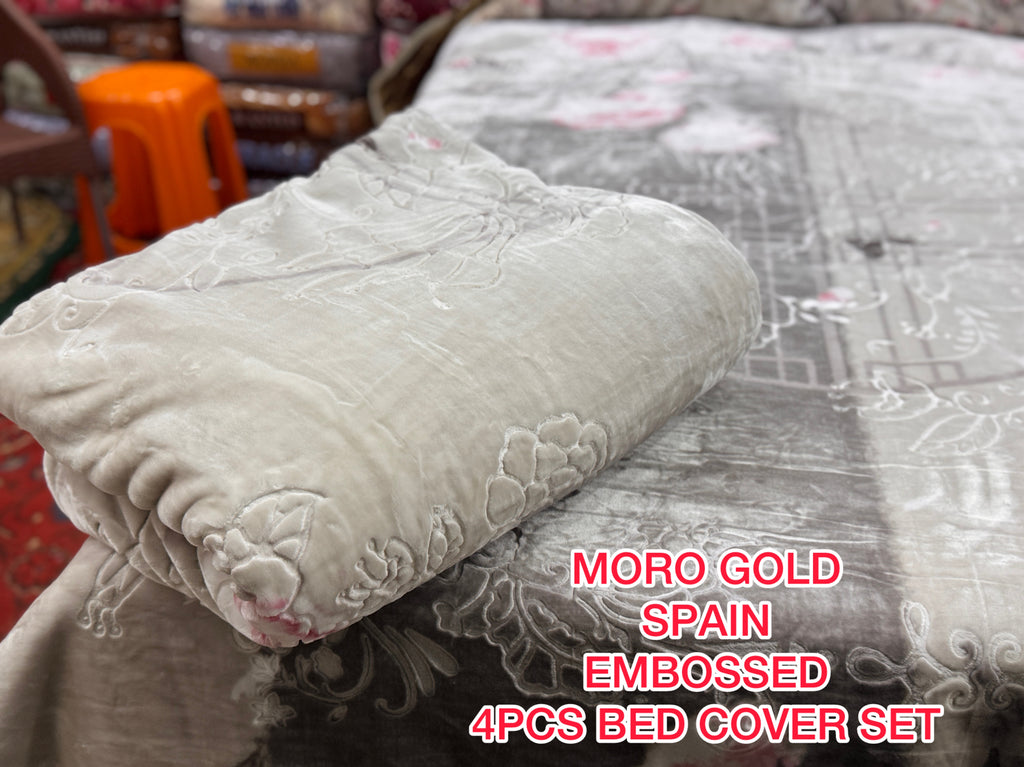 Moro Gold Spain Embossed 4-Piece Bed Cover Set |