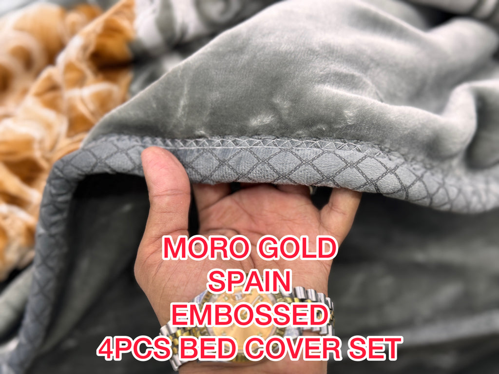 Moro Gold Spain Embossed 4-Piece Bed Cover Set