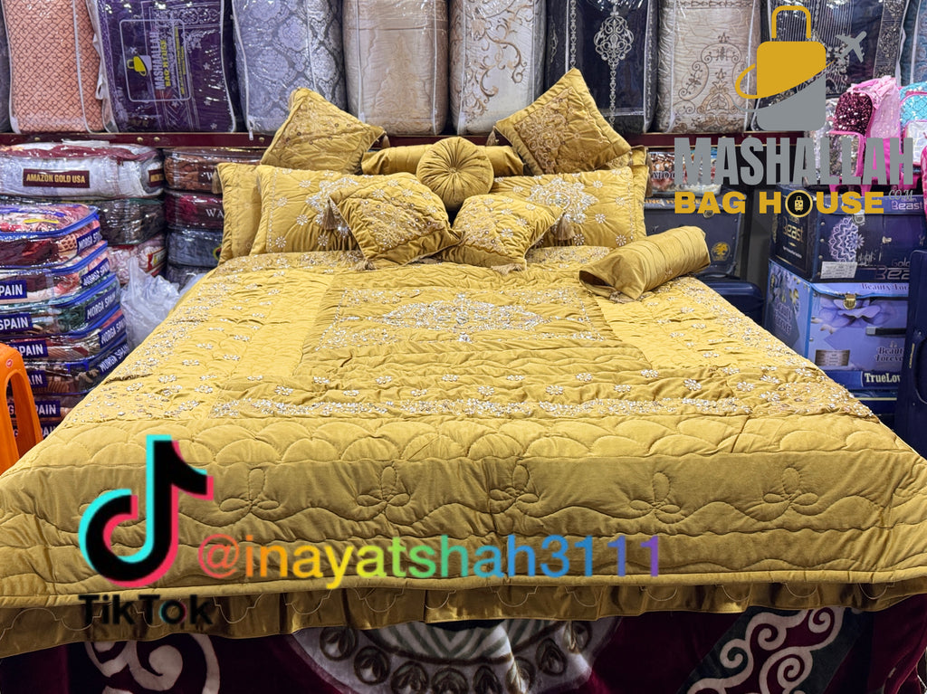 Handmade 13-Piece Luxury Razai Bedding Set – Premium Leather Cloth