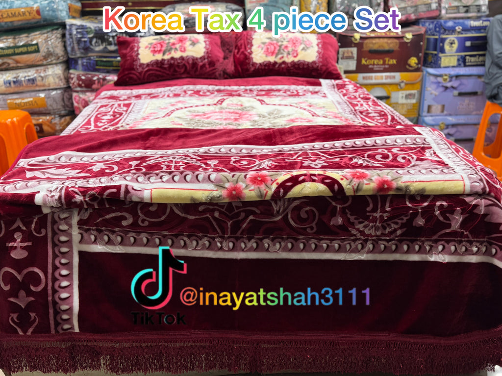 Korea Tax 4-Piece Embossed Bedding Set | Mashallah Kambal House