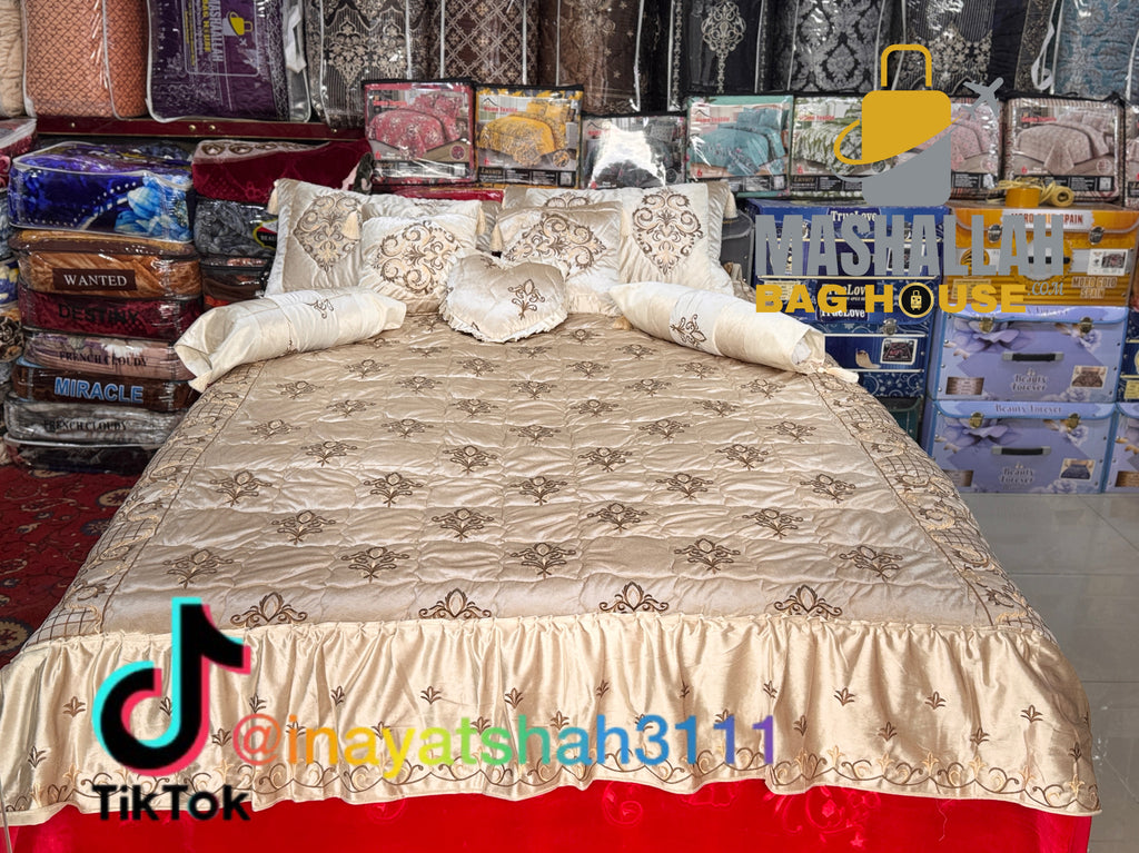 Luxury 9-Piece Embroidered Razai Set – Premium Leather Cloth