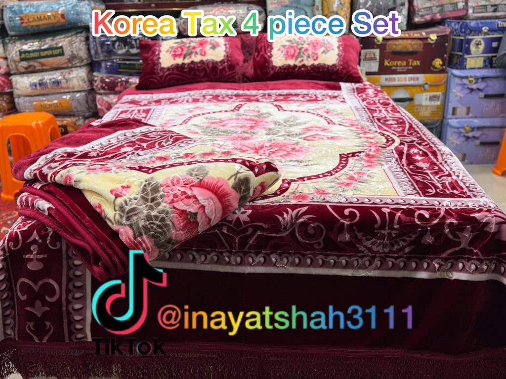 Korea Tax 4-Piece Embossed Bedding Set | Mashallah Kambal House