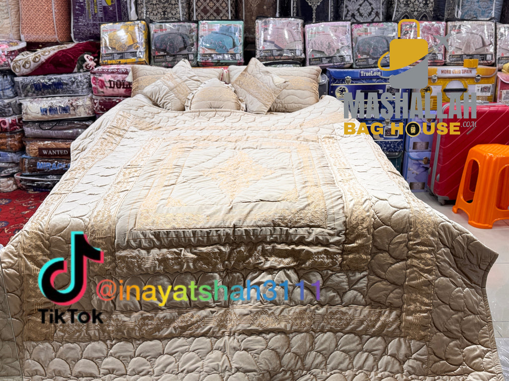 Luxury 9-Piece Embroidered Razai Set – Premium Leather Cloth