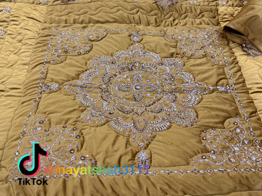 Handmade 13-Piece Luxury Razai Bedding Set – Premium Leather Cloth