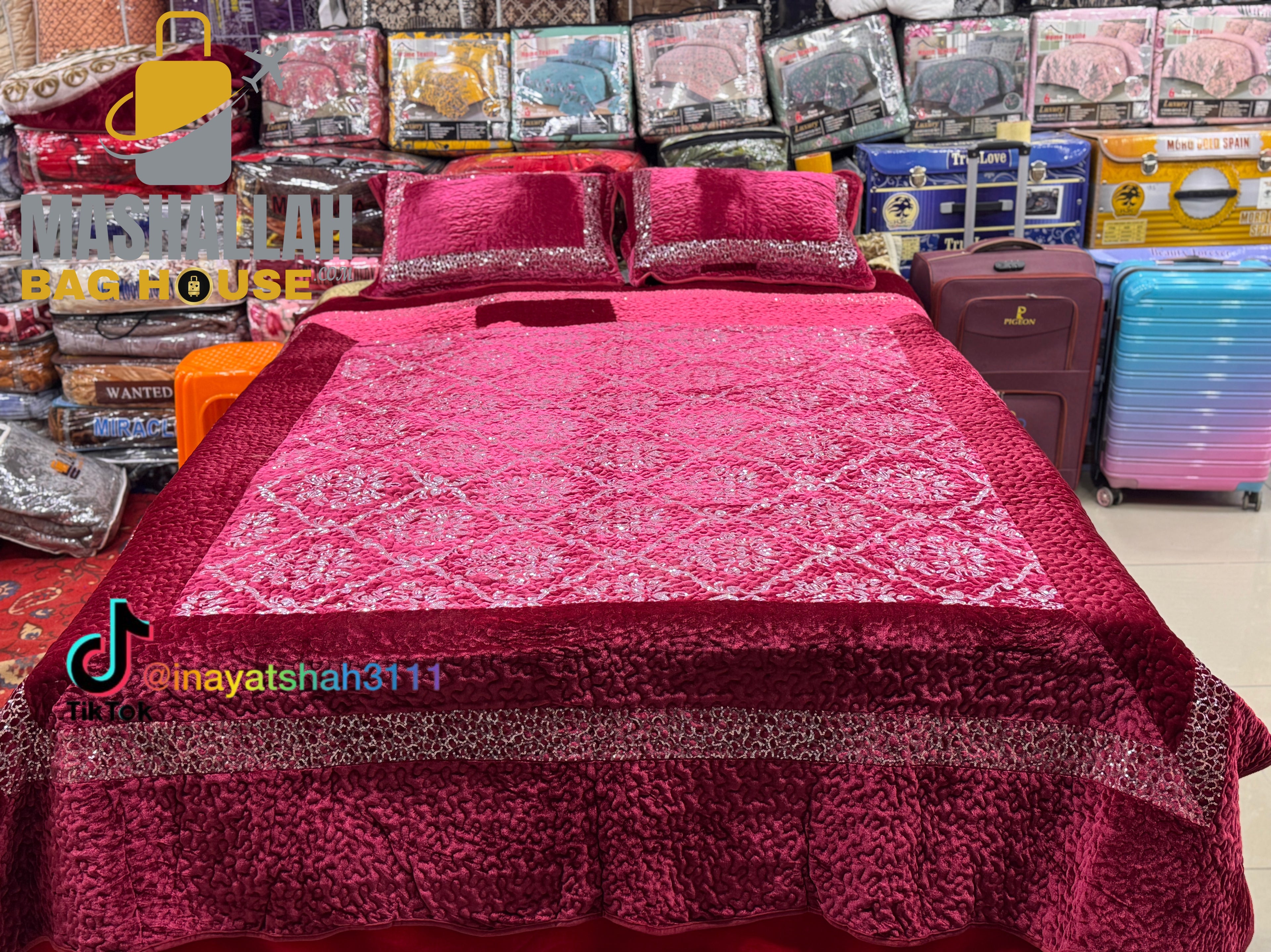 Premium Leather Cloth Bedsheet – Shining Sitara Design