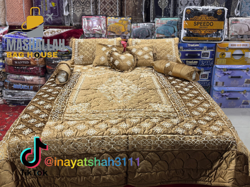Luxury 9-Piece Embroidered Razai Set – Premium Leather Cloth