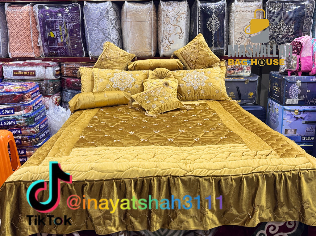 Handmade 13-Piece Luxury Razai Bedding Set – Premium Leather Cloth