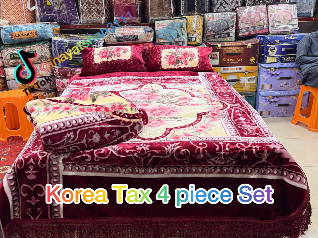 Korea Tax 4-Piece Embossed Bedding Set | Mashallah Kambal House