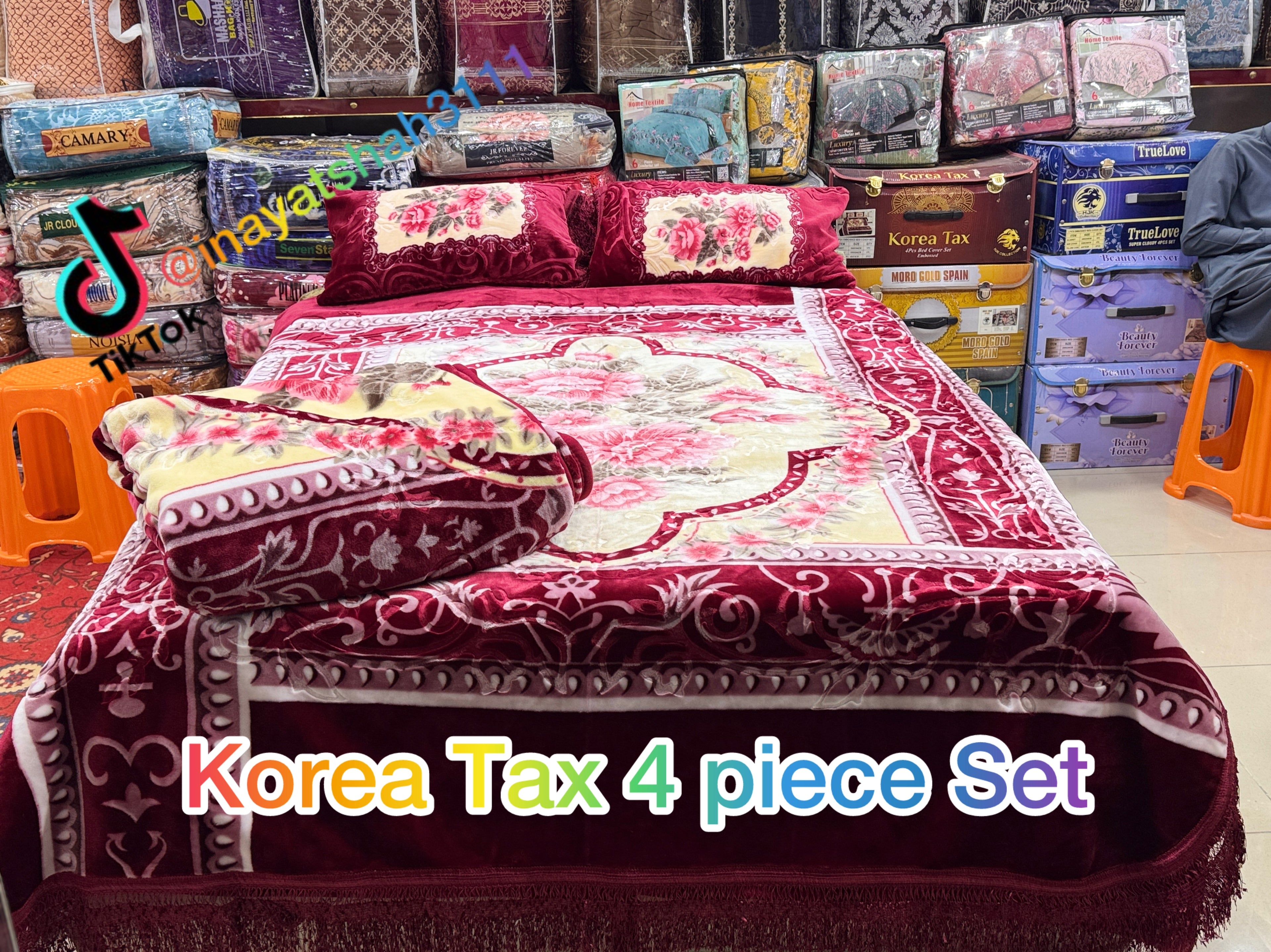 Korea Tax 4-Piece Embossed Bedding Set | Mashallah Kambal House