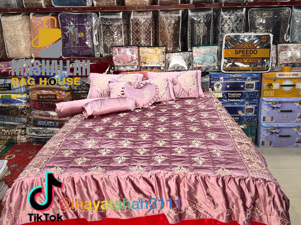 Luxury 9-Piece Embroidered Razai Set – Premium Leather Cloth