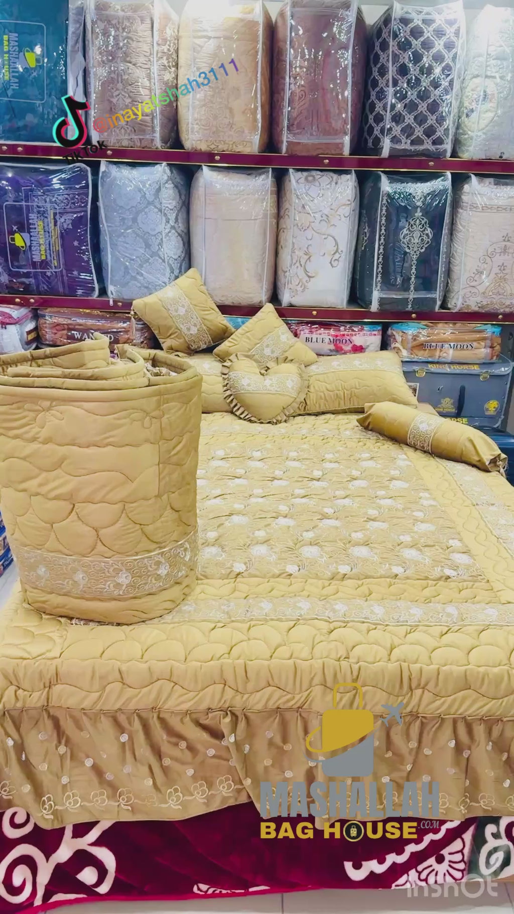 Luxury Bridal 9-Piece Embroidered Bedsheet & Razai Set –