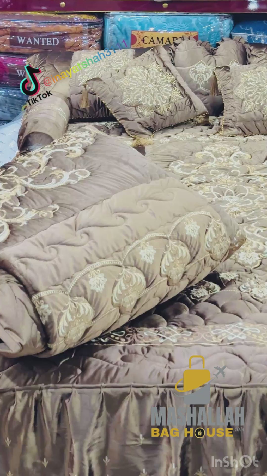 Luxury 9-Piece Embroidered Bridal Bedsheet & Quilted Razai Set